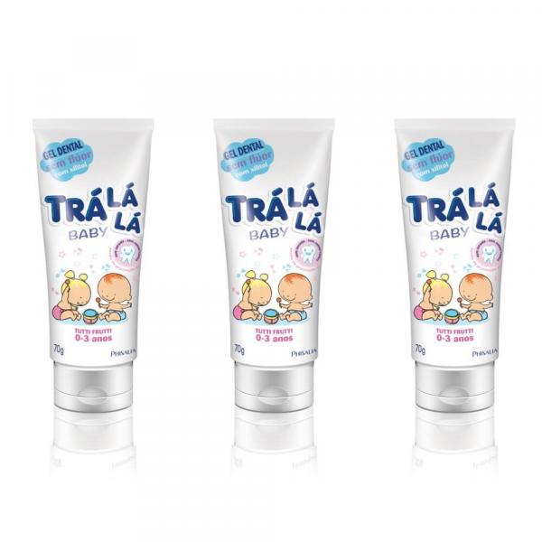 Tralálá Baby Gel Dental S/ Flúor Tutti Frutti 70g (Kit C/03) - Tralala