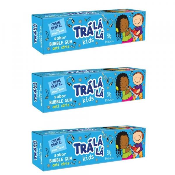Tralálá Bubble Gum Creme Dental Infantil C/ Flúor 50g (Kit C/03) - Tralala