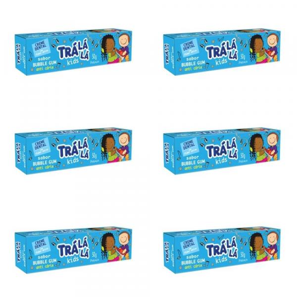 Tralálá Bubble Gum Creme Dental Infantil C/ Flúor 50g (Kit C/06) - Tralala