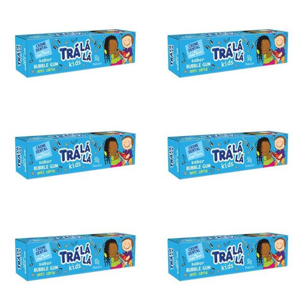 Tralálá Bubble Gum Creme Dental Infantil C/ Flúor 50g (Kit C/06) - Tralala