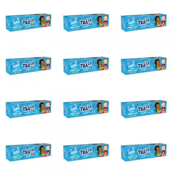 Tralálá Bubble Gum Creme Dental Infantil C/ Flúor 50g (Kit C/12) - Tralala