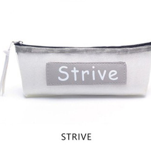 Transparente caixa de lápis de malha simples estudante Lápis Cosmetic Bag