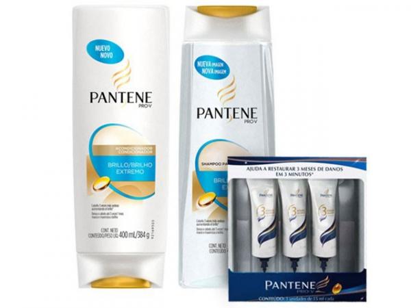 Tratamento Brilho Extremo Pantene - Shampoo 400ml + Condicionador 400ml + Ampolas 15ml