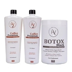 Tratamento Coffee Premium Hv Cosmetics 2x1l e Black Botox Hv Cosmetics 1kg