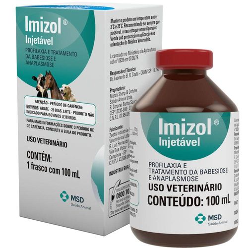 Tratamento Injetável MSD Imizol para Cães, Bovinos e Equinos 15ml