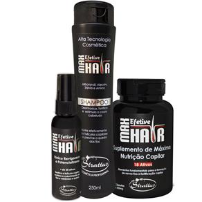 Tratamento para Calvície Cápsulas, Tônico e Shampoo Max Efetive Hair