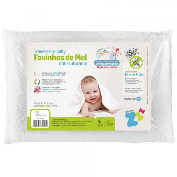 Travesseiro Fibrasca Baby Favinhos de Mel 30 X 40 Cm