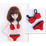 Trendy BJD Clothing Lace Bra Underwear Set For 1/3 SD Dolls Red
