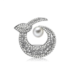 Trendy Women Jewelry Accessory Faux Pearl Rhinestone Decoration Clip Brooch Pin