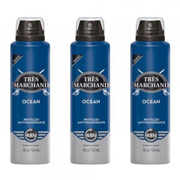 Très Marchand Ocean Desodorante Aerosol 150ml (Kit C/03) - Tres Marchand