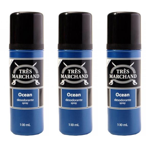 Très Marchand Ocean Desodorante Spray 100ml (Kit C/03) - Tres Marchand