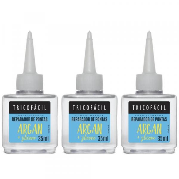 Tricofácil Argan + Silicone Reparador de Pontas 35ml (Kit C/03) - Tricofacil