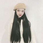 Trill Same Paragraph Wool Beret Wig Hat One Womens Long Straight Hair Mechanism Synthetic Hair Factory Direct Spot
