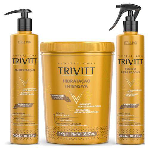 Trivitt Cauterização 300ml, Hidratação 1kg, Fluido para Escova 300ml