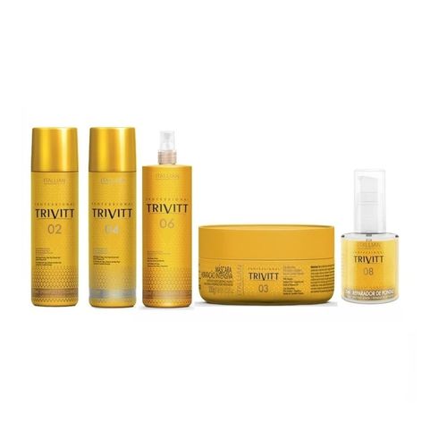 Trivitt Kit Shampoo, Condic., Máscara, Fluído e N.8 Peq