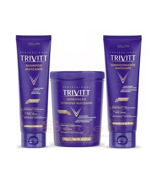 Trivitt Matizante Shampoo 280ml, Condicionador e Máscara 1kg