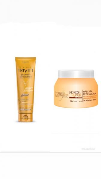 Trivitt Shampoo Pós Quimica 280ml+ Forever Liss Mascara Force Repair 250ml - Senscience