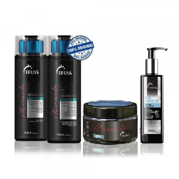 Truss Kit Shampoo 300ml + Condicionador 30ml + Máscara 180gr Miracle + Hair Protector 250ml