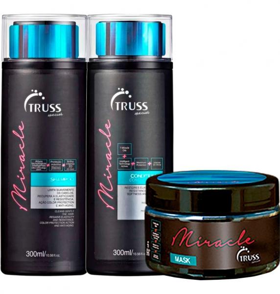 Truss Miracle Shampoo 300ml + Condicionador 300ml + Máscara 180mg