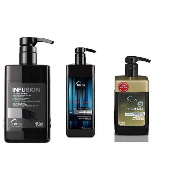 Truss Professional Infusion 650ml + Truss Shampoo Bidimensional 1lt + Truss Selagem High Blond 650ml