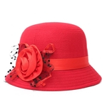 TS Lady Mulher Outono-Inverno Cap estilo britânico de lã Hat Retro Floral chapéu de feltro