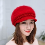 TS Mulheres Moda imitação Quente Coelho Knitting cabelo chapéu para o desgaste do inverno