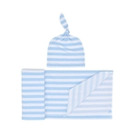 2pca / set bebê recém-nascido Blanket + atado Striped Cotton Cap Set Blanket