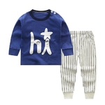 Menina Bebê mangas Compridas camisa 2pcs / set Crianças Homewear Suit Pure Ombro Botão Cotton Boy + Calças