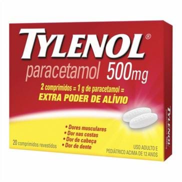 Tylenol 500mg Johnson & Johnson 20 Comprimidos Revestidos