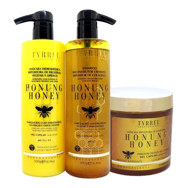 Tyrrel Kit Trio Honung Honey Tratamento Mel Capilar 3x500g - Tyrrel Professional