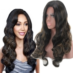Spot Black Wig a Generation Hair Wig European and American Middle Wig Black Mixed Dyed Brown Long Curly Hair