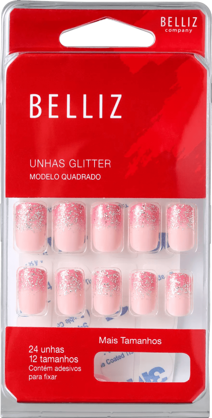Unha Belliz Glitter Rosa - Belliz 1292