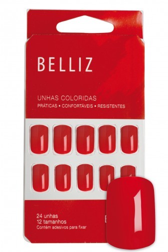 Unhas Belliz Hot - Vermelho - 1248