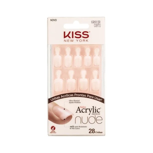 Unhas Postiças Kiss New York Salon Acrylic French Nude