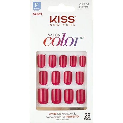 Unhas Postiças Kiss New York Salon Color Curto Cor Angel