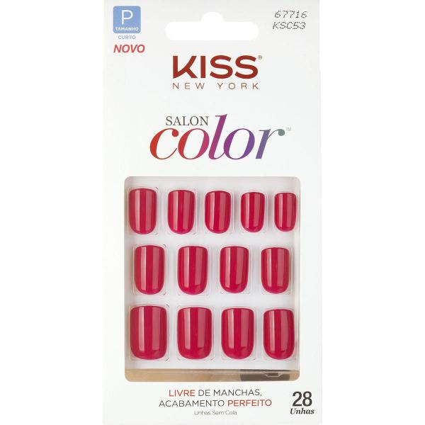 Unhas Postiças Kiss New York Salon Color Curto Cor Angel