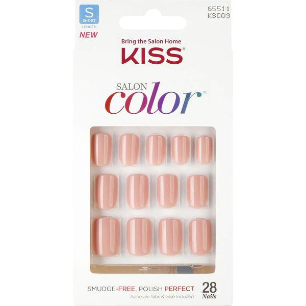 Unhas Postiças Kiss New York Salon Color Curto Cor Bonita