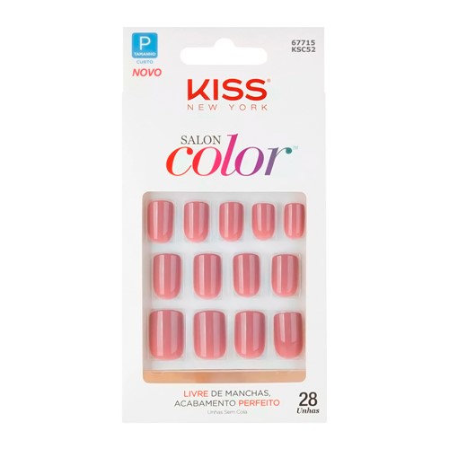 Unhas Postiças Kiss New York Salon Color Tamanho Curto KSC52 Ref 67715 com 28 Unidades