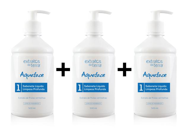 3 Unid Sabonete Limp Pro 500ml Aquaface Extratos da Terra