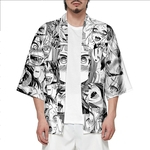Unisex Ahegao cara japonês Estilo Robe Tamanho Grande Protetor solar cobre a camisa