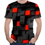 Unisex em torno do pescoço manga curta Geometric Quadrilátero 3D T-shirt Impressão Digital
