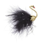 Unisex Faux Pearl Rhinestone Feather Bird Animal Broche Pin Shirt Lapel Jewelry