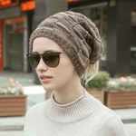 Unisex Thicken Velvet Knitting Wool Hat Outono Inverno Lacing Quente Sólidos Beanie Cor