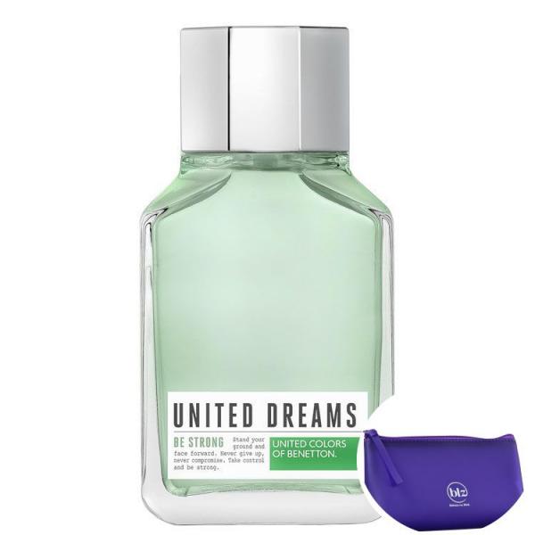 United Dreams Be Strong Benetton EDT - Perfume Masculino 200ml+Beleza na Web Roxo - Nécessaire