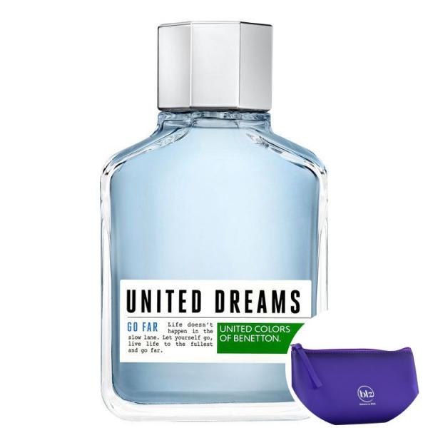 United Dreams Go Far Benetton EDT - Perfume Masculino 200ml+Beleza na Web Roxo - Nécessaire