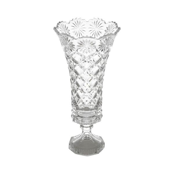 Vaso 33,5cm de Cristal com Pé Diamond Lyor - L3823