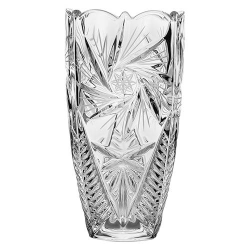 Vaso Bojudo Pinwheel Luxo Cristal Bohemia Transparente 30cm - Rojemac