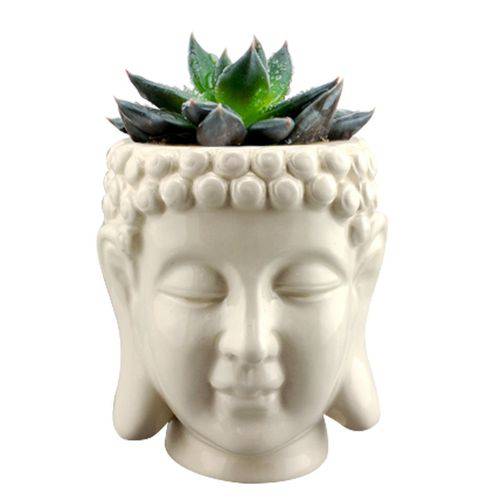 Vaso, Cachepot de Cerâmica Budhas Head Branco Urban - H41014