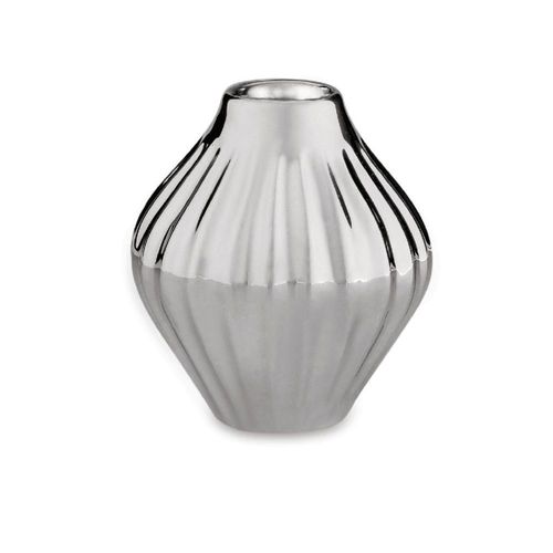 Vaso Cerâmica 8,5cm Decorativo Prata Oval 9033 Mart
