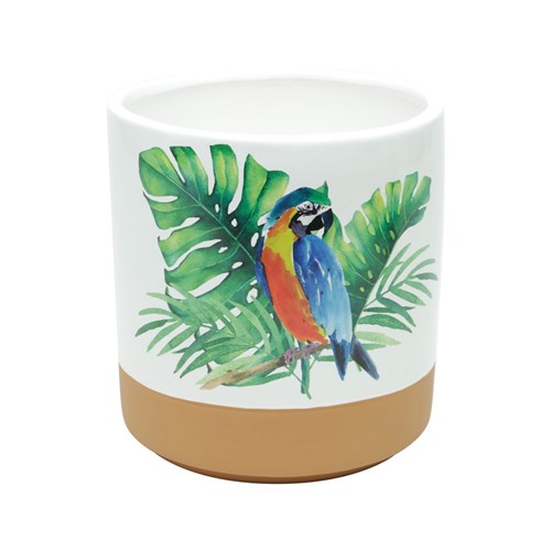 Vaso Cerâmica Parrot Colorido Gde 16,5X17,5Cm